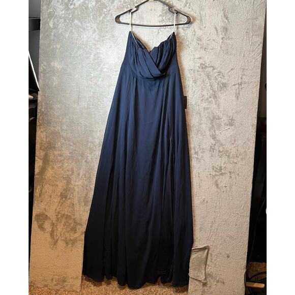 Lulus Navy Strapless Maxi Dress Sz M Bridesmaid Wedding Formal Evening Gown New - Picture 1 of 8